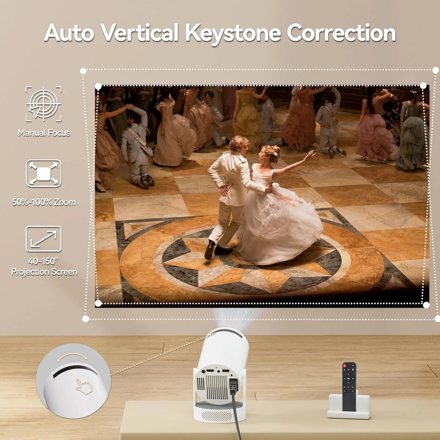 VistaCast Mini 210° Smart Projector with Extra Large-Screen Display